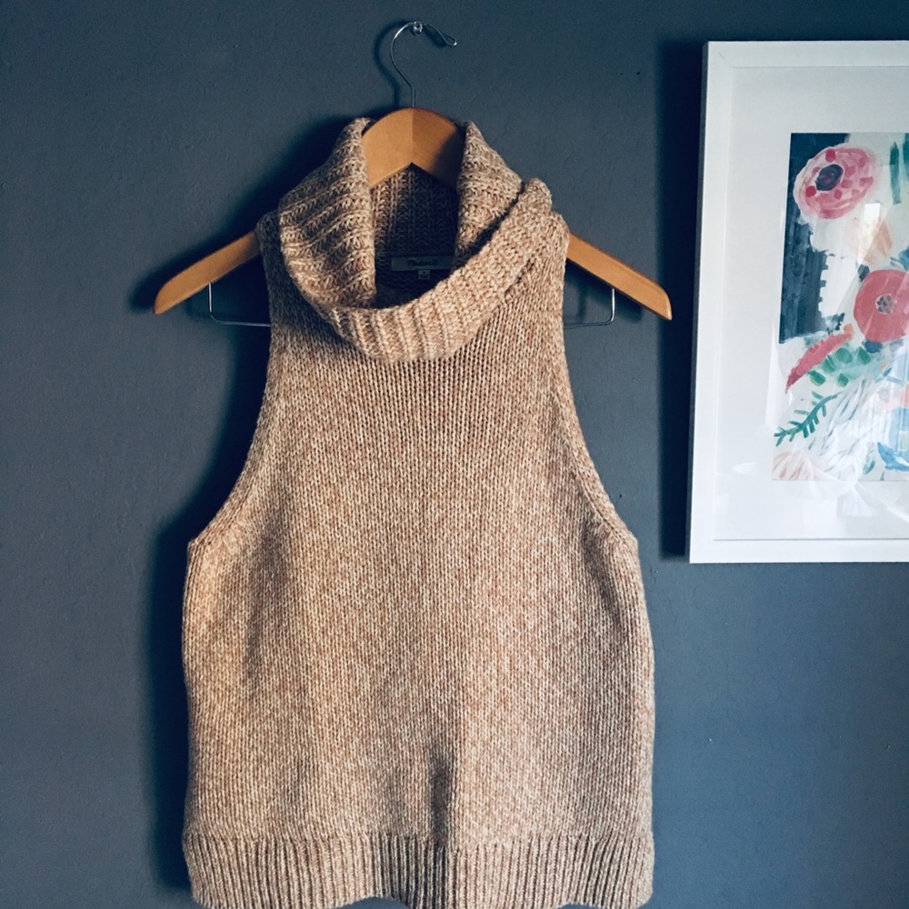 Marled Sleeveless Turtleneck Sweater